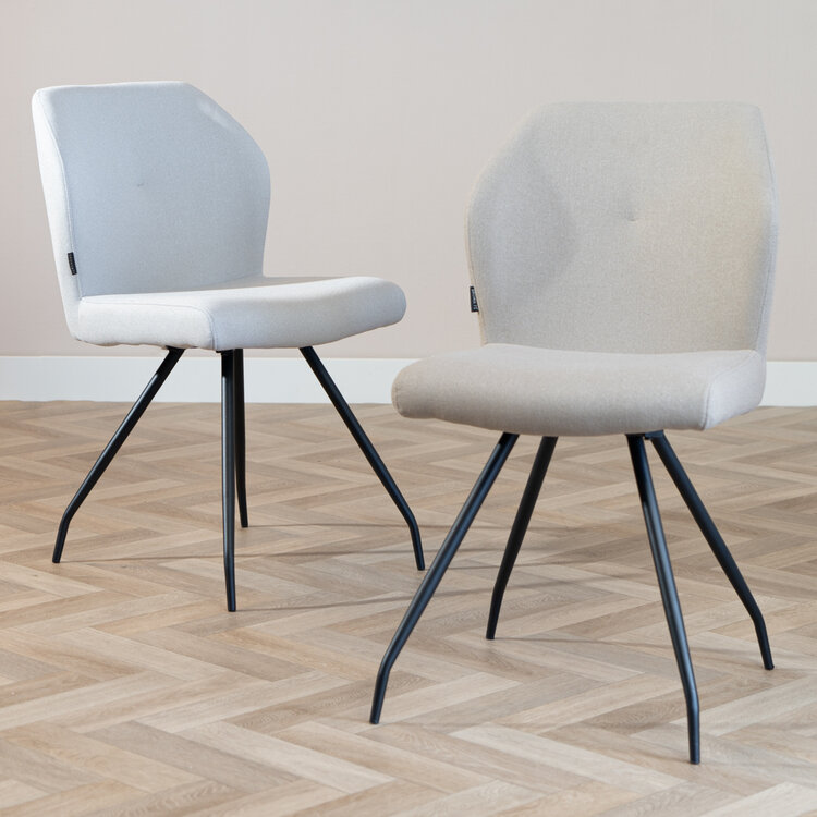 Scandinavische eetkamerstoel Fenris gerecyclede stof taupe