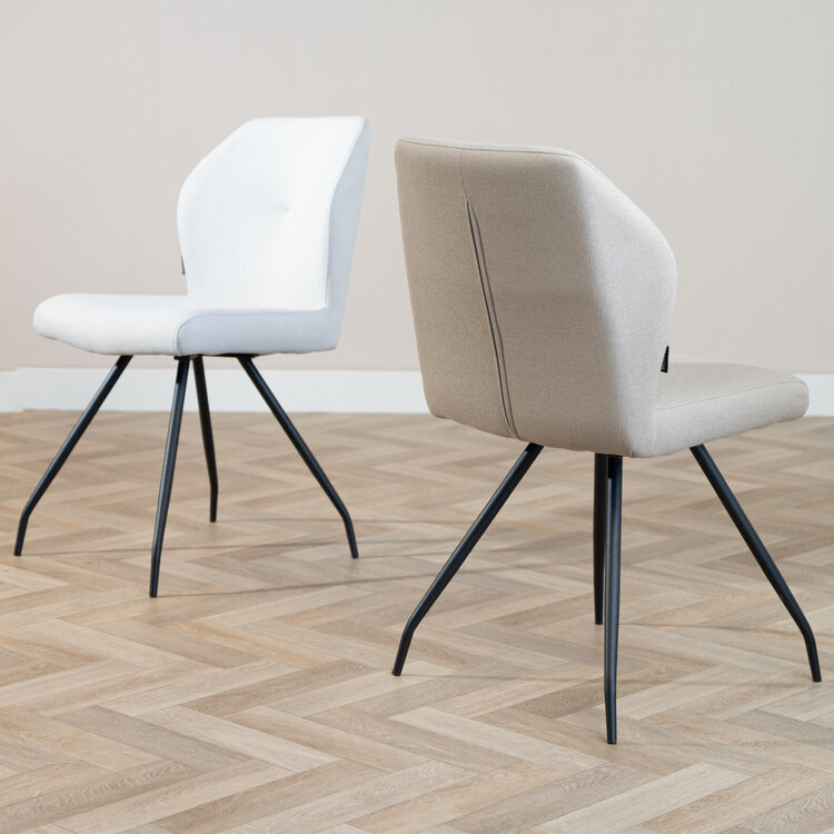 Scandinavische eetkamerstoel Fenris gerecyclede stof taupe