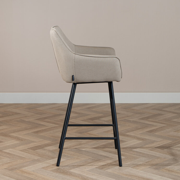 Scandinavische barkruk Andor gerecyclede stof taupe 65-78 cm