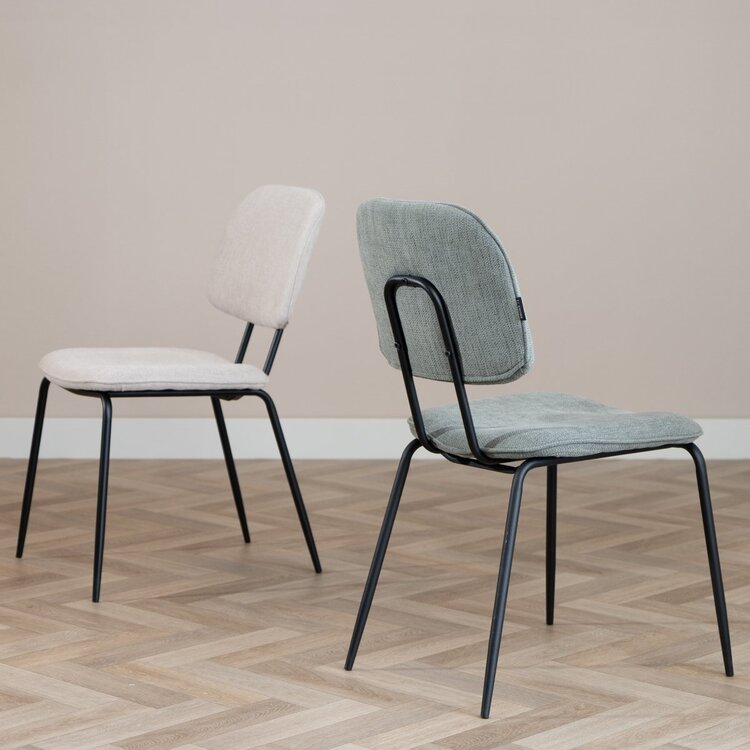 Scandinavische eetkamerstoel Ivar gerecyclede stof groen