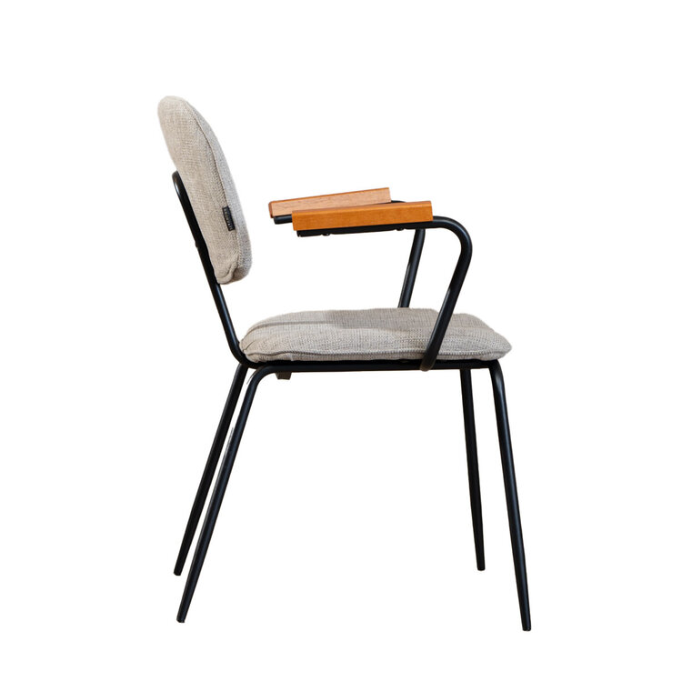 Scandinavische eetkamerstoel Oskar taupe gerecyclede stof