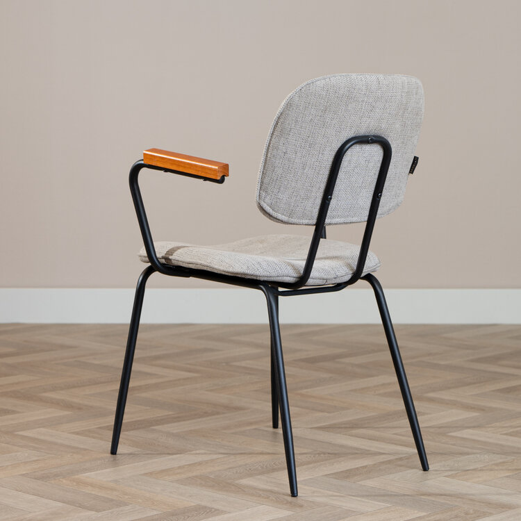 Scandinavische eetkamerstoel Oskar taupe gerecyclede stof