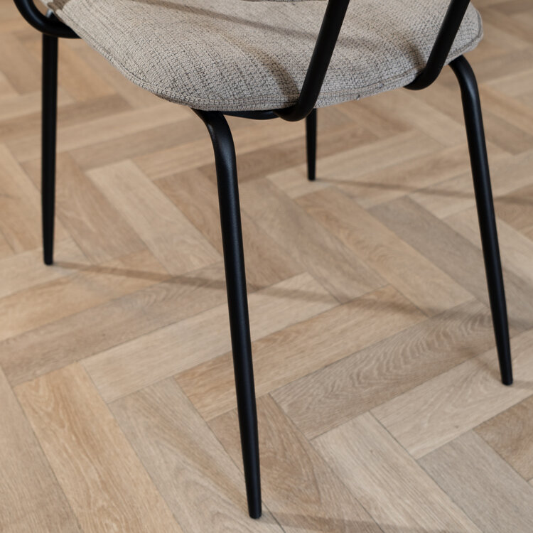 Scandinavische eetkamerstoel Oskar taupe gerecyclede stof