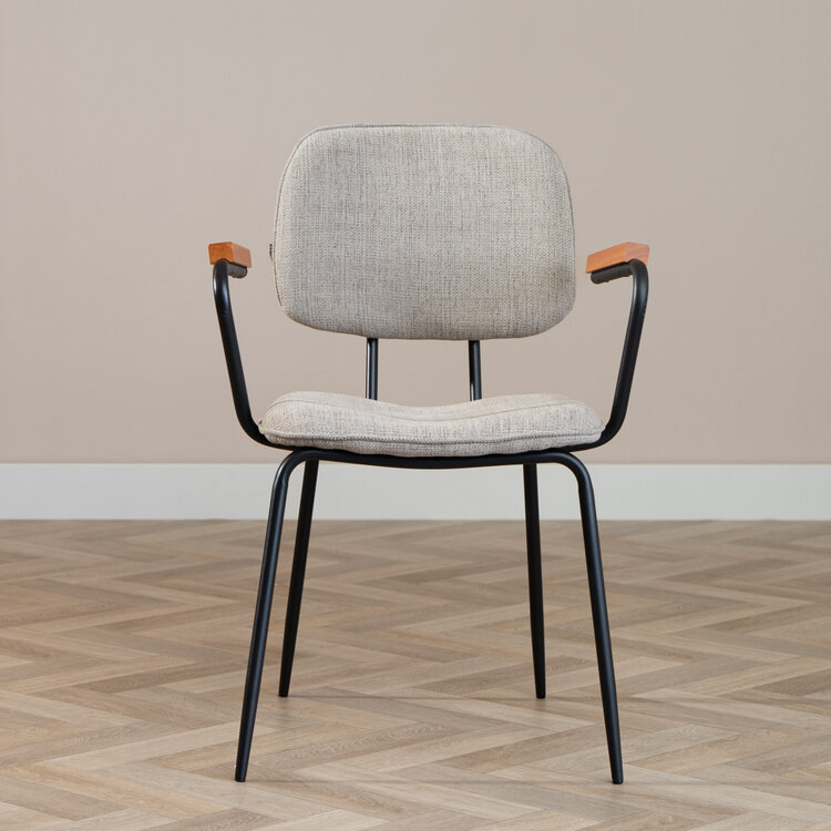 Scandinavische eetkamerstoel Oskar taupe gerecyclede stof