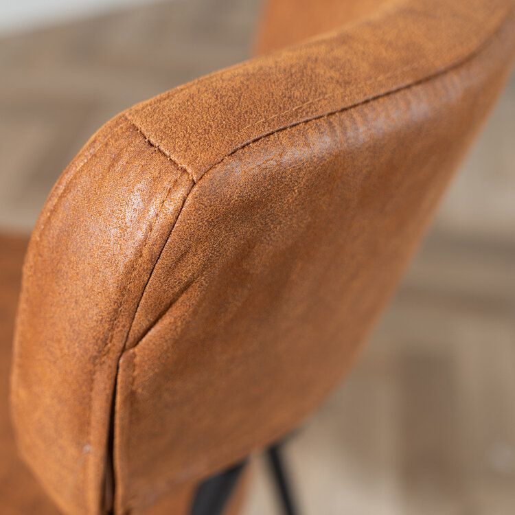 Industriële eetkamerstoel Lyon cognac eco-leer stapelbaar