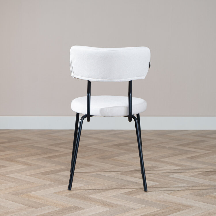 Scandinavische eetkamerstoel Lyon off white gerecyclede stof stapelbaar