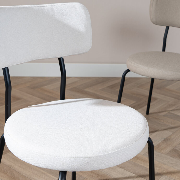Scandinavische eetkamerstoel Lyon off white gerecyclede stof stapelbaar