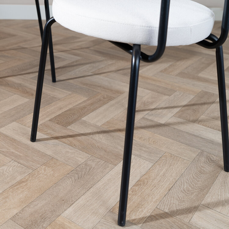 Scandinavische eetkamerstoel Lyon off white gerecyclede stof stapelbaar