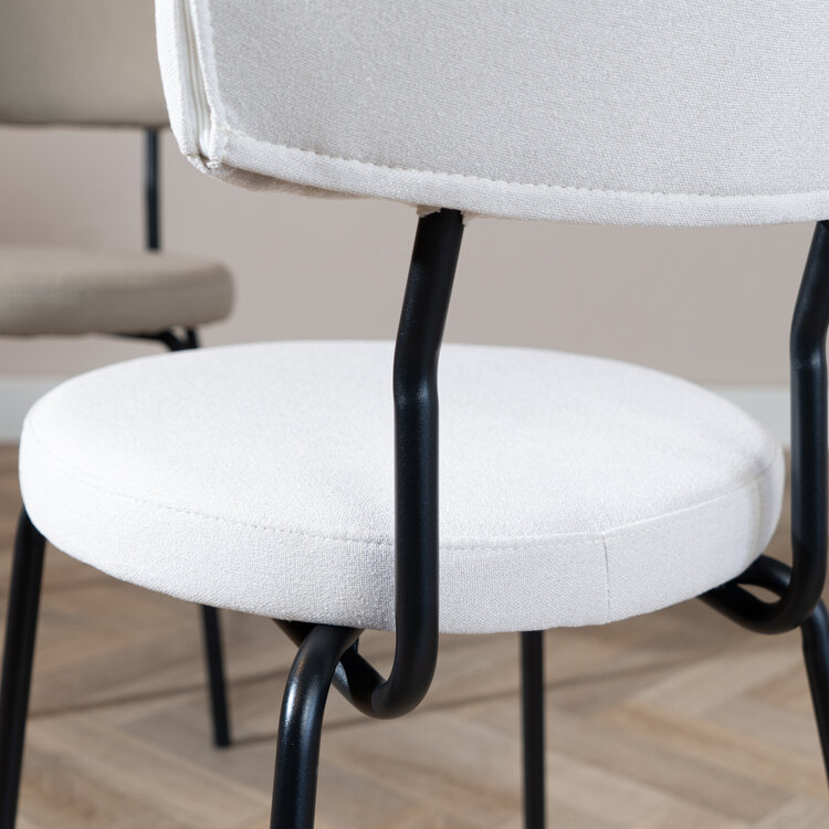Scandinavische eetkamerstoel Lyon off white gerecyclede stof stapelbaar