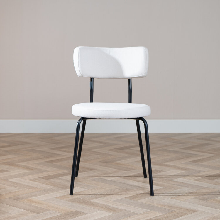 Scandinavische eetkamerstoel Lyon off white gerecyclede stof stapelbaar