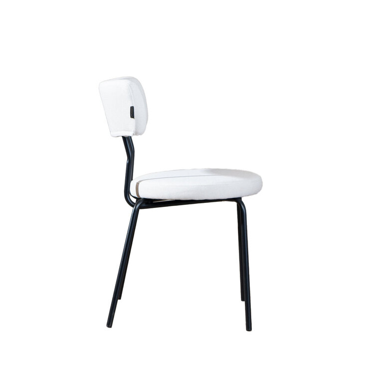 Scandinavische eetkamerstoel Lyon off white gerecyclede stof stapelbaar