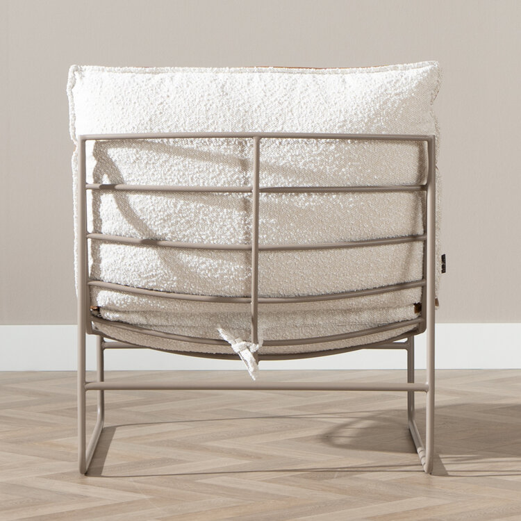 Fauteuil Maceo leer/bouclé cognac/beige