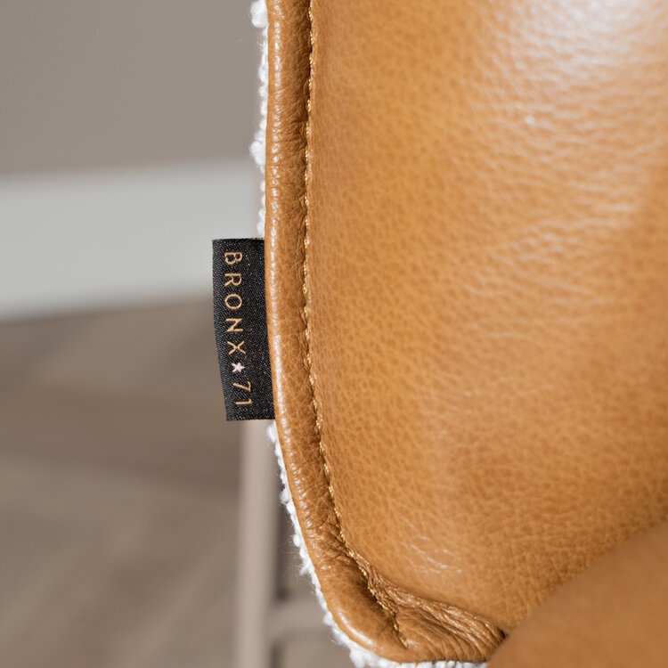 Fauteuil Maceo leer/bouclé cognac/beige
