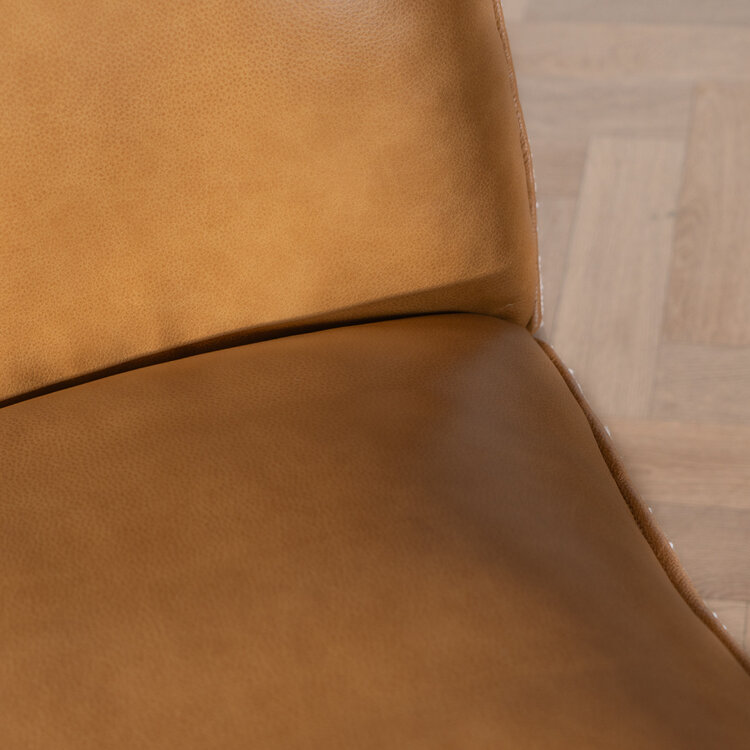 Fauteuil Maceo leer/bouclé cognac/beige