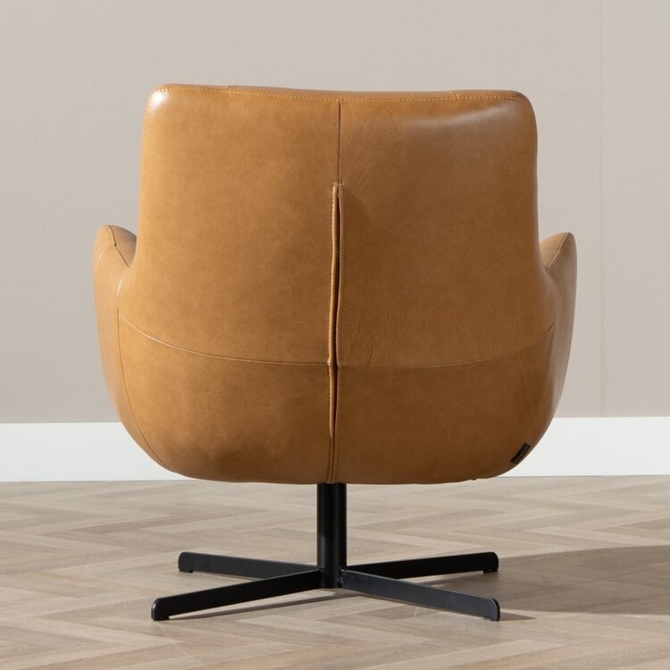 Fauteuil Stella draaibaar leer cognac