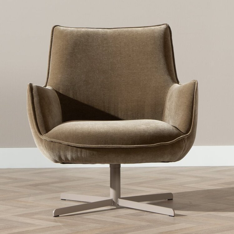 Fauteuil Stella draaibaar velvet bruin