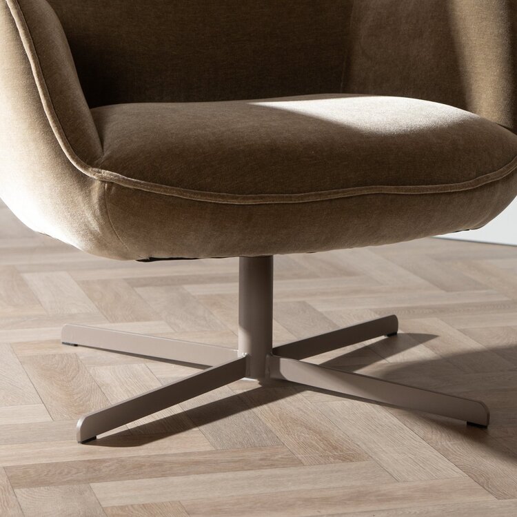 Fauteuil Stella draaibaar velvet bruin