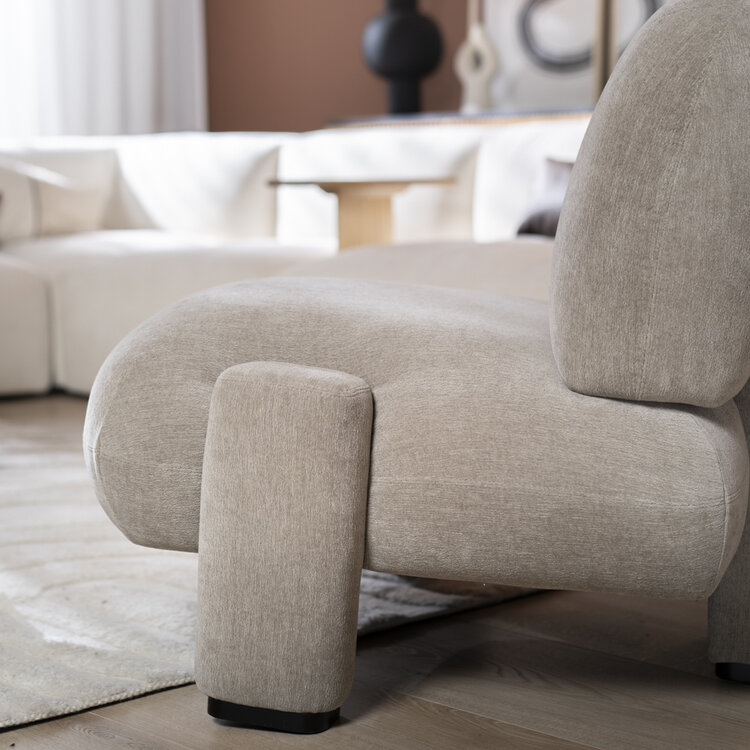 Scandinavische fauteuil Louise chenille taupe