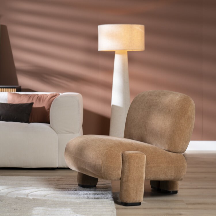 Scandinavische fauteuil Louise chenille terracotta