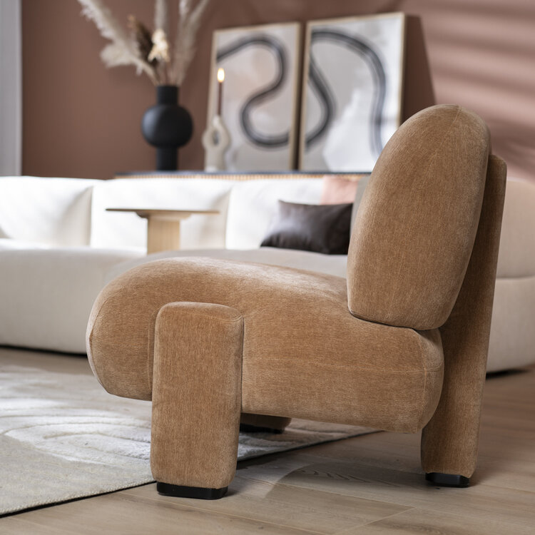 Scandinavische fauteuil Louise chenille terracotta