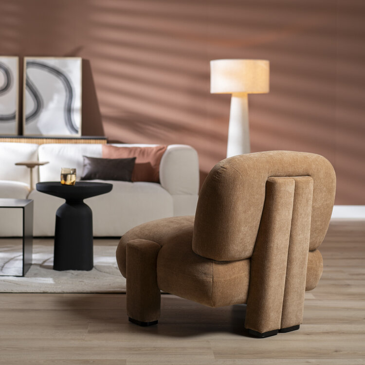 Scandinavische fauteuil Louise chenille terracotta