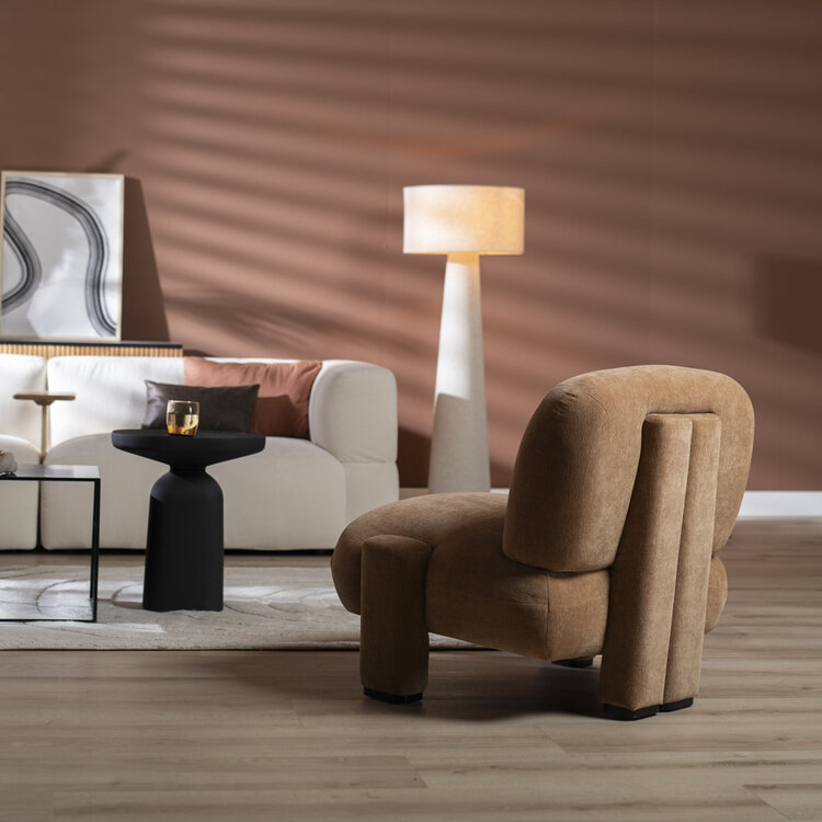 Scandinavische fauteuil Louise chenille terracotta