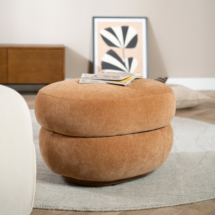 Hocker Mia ovaal chenille terracotta