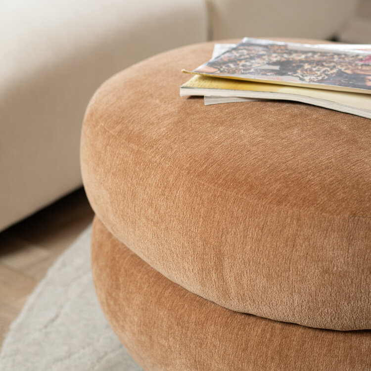 Hocker Mia ovaal chenille terracotta