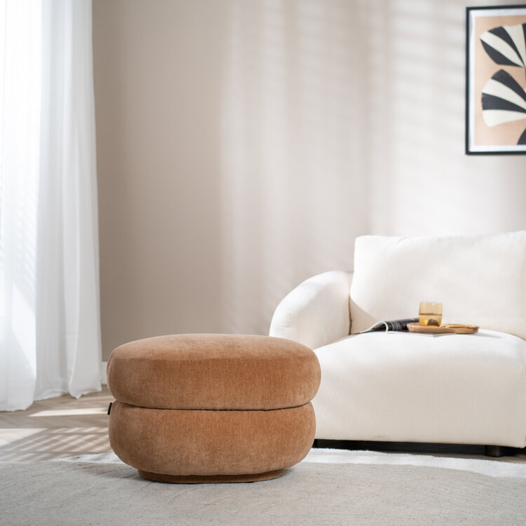 Hocker Mia ovaal chenille terracotta