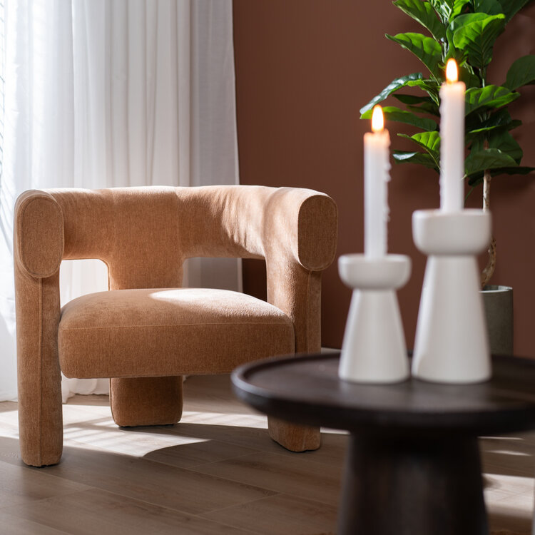 Scandinavische fauteuil Bibi chenille terracotta