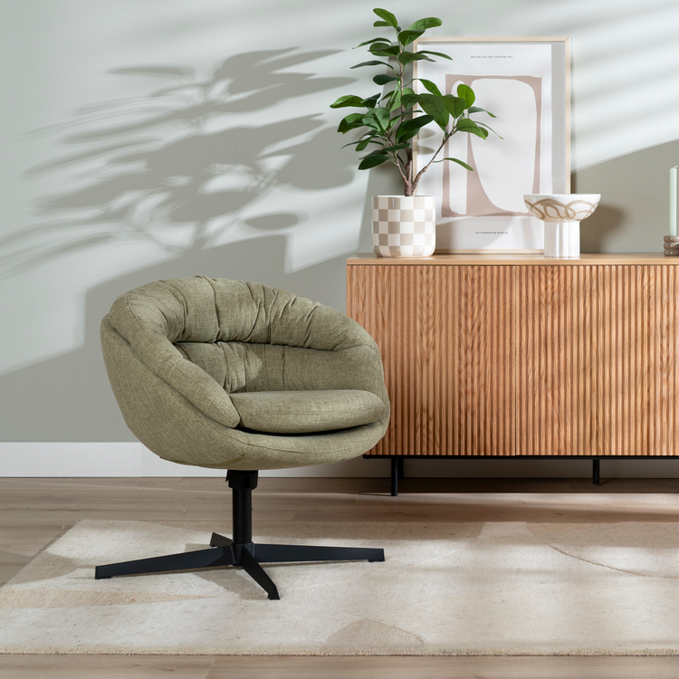 Draaifauteuil Porto linnen olijf groen