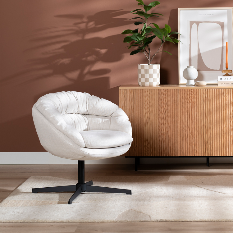 Draaifauteuil Porto linnen off white