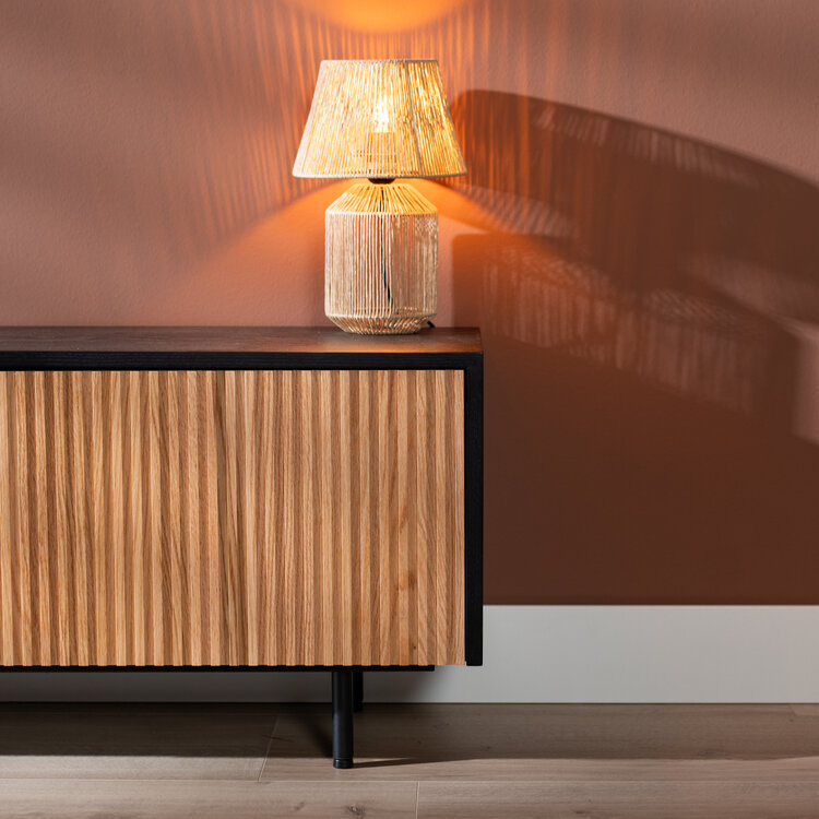 Tv-meubel Ray zwart/blank eiken 180 cm