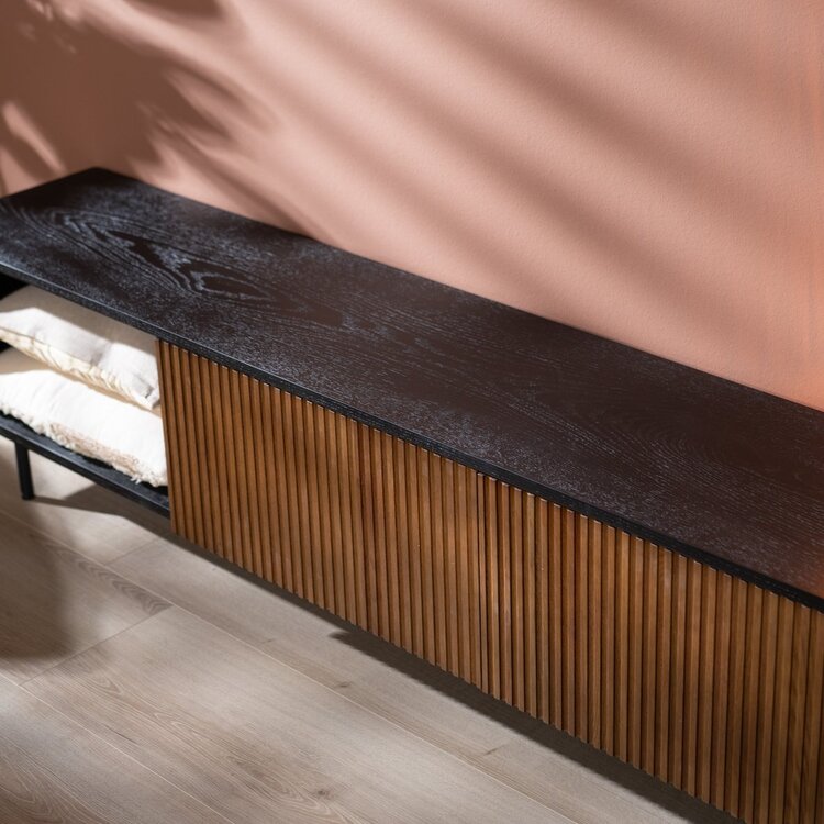 Tv-meubel Ray zwart/rustiek eiken 180 cm