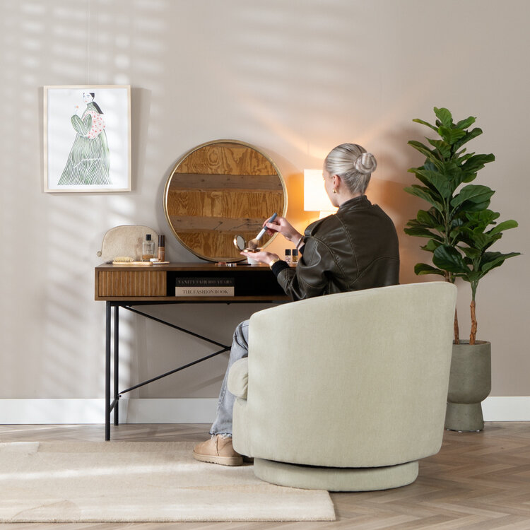 Scandinavische fauteuil Valerie draaibaar chenille mintgroen