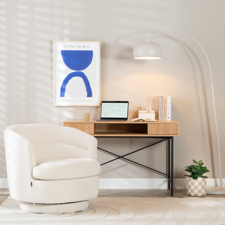 Scandinavische fauteuil Valerie draaibaar chenille off white