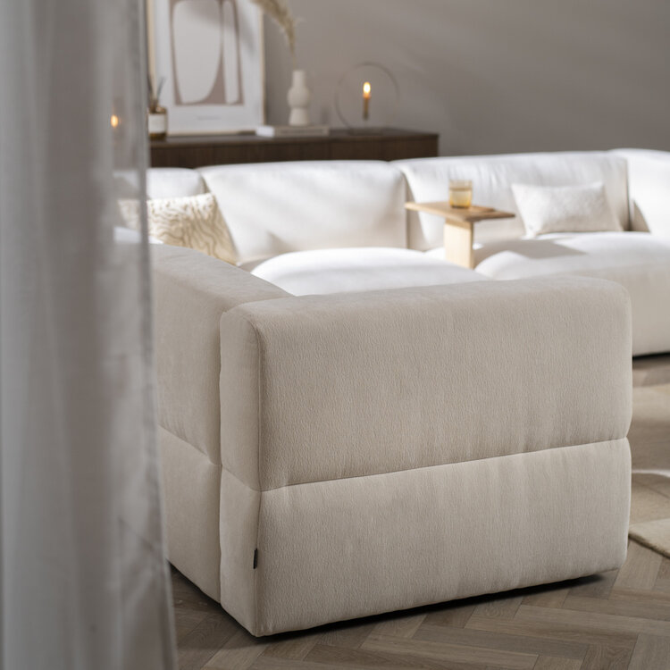 Scandinavische hoekbank Karla chenille off white 6-zits
