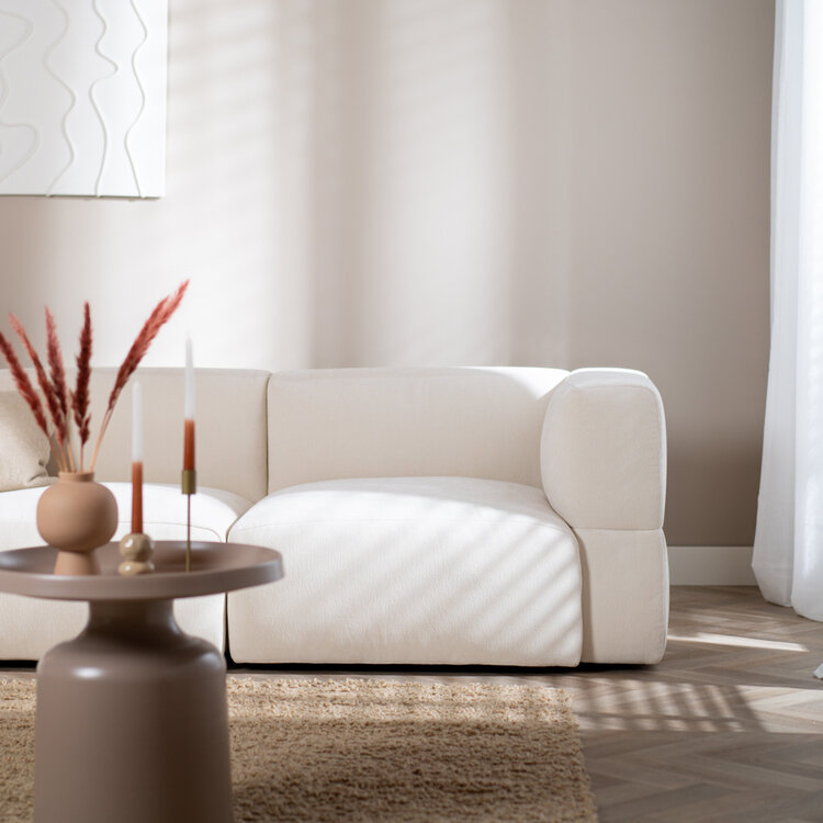 Scandinavische hoekbank Karla off white links 3-zits