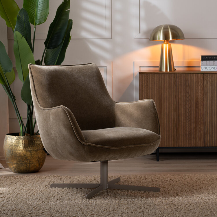 Fauteuil Stella draaibaar velvet bruin