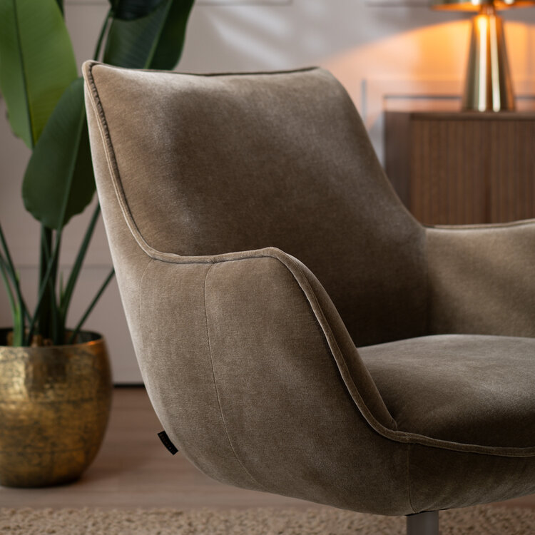 Fauteuil Stella draaibaar velvet bruin