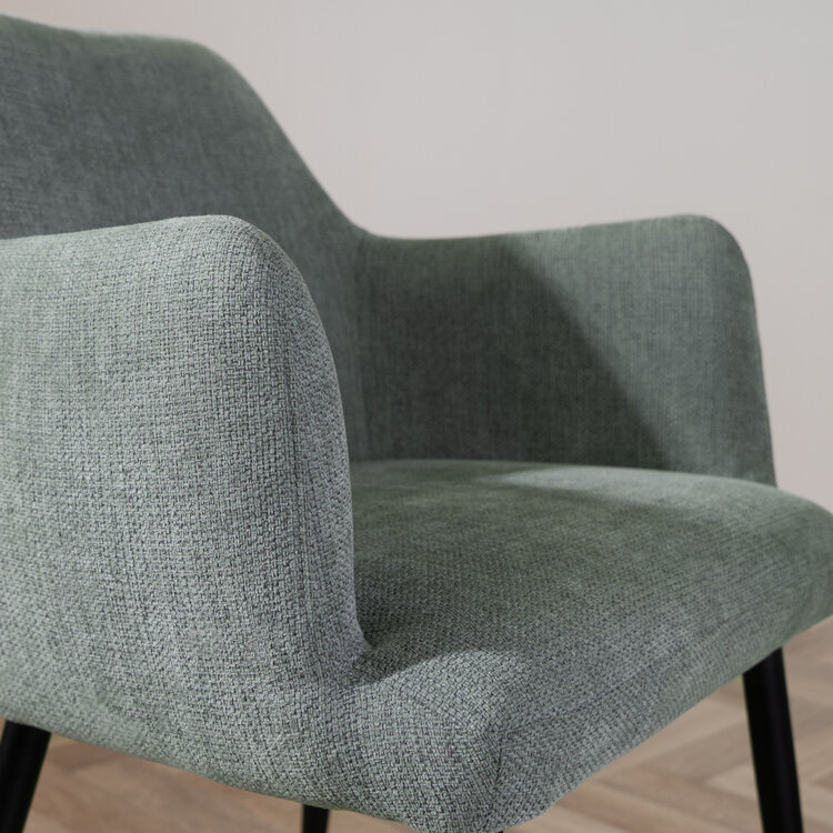 Scandinavische eetkamerstoel Lars groen gerecyclede stof