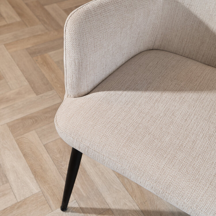 Scandinavische eetkamerstoel Lars beige gerecyclede stof