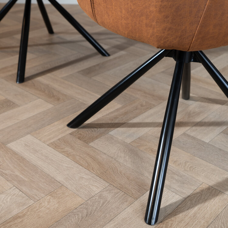 Industriële eetkamerstoel Dex draaibaar cognac eco-leer