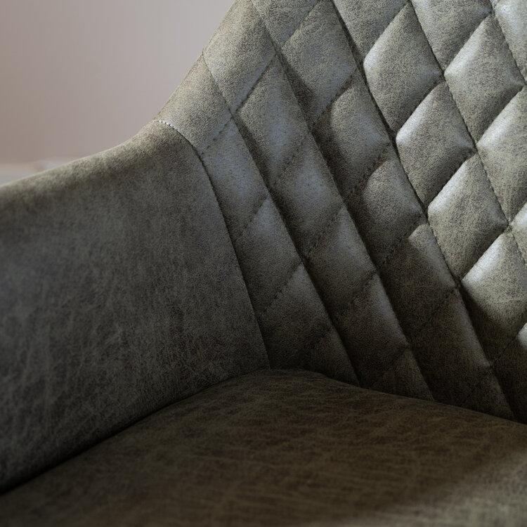 Industriële eetkamerstoel Dex draaibaar olijfgroen eco-leer