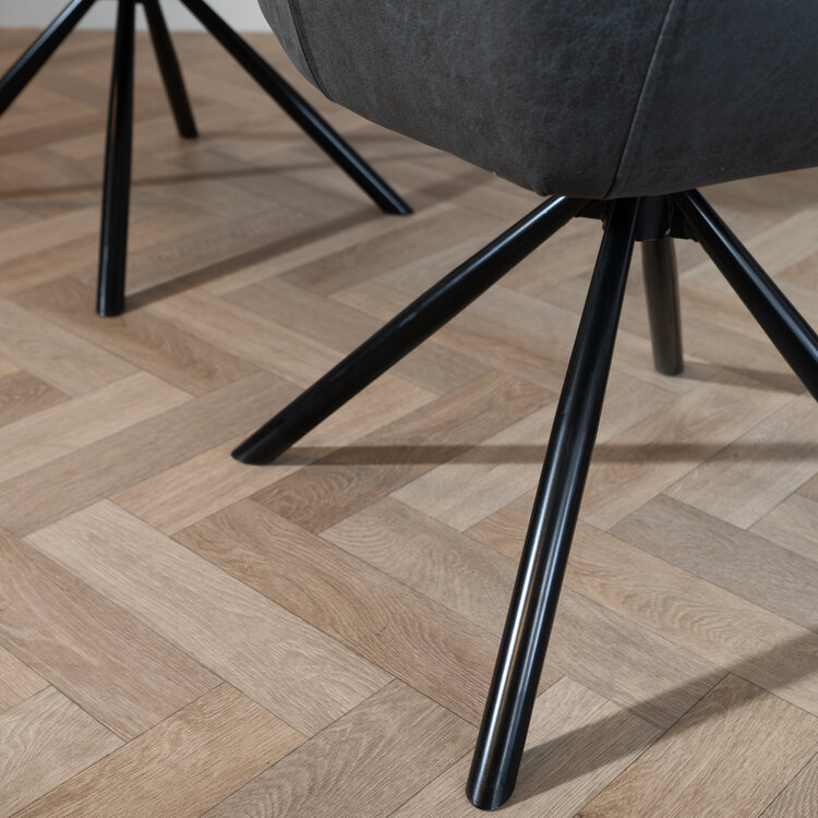 Industriële eetkamerstoel Dex draaibaar zwart/antraciet eco-leer