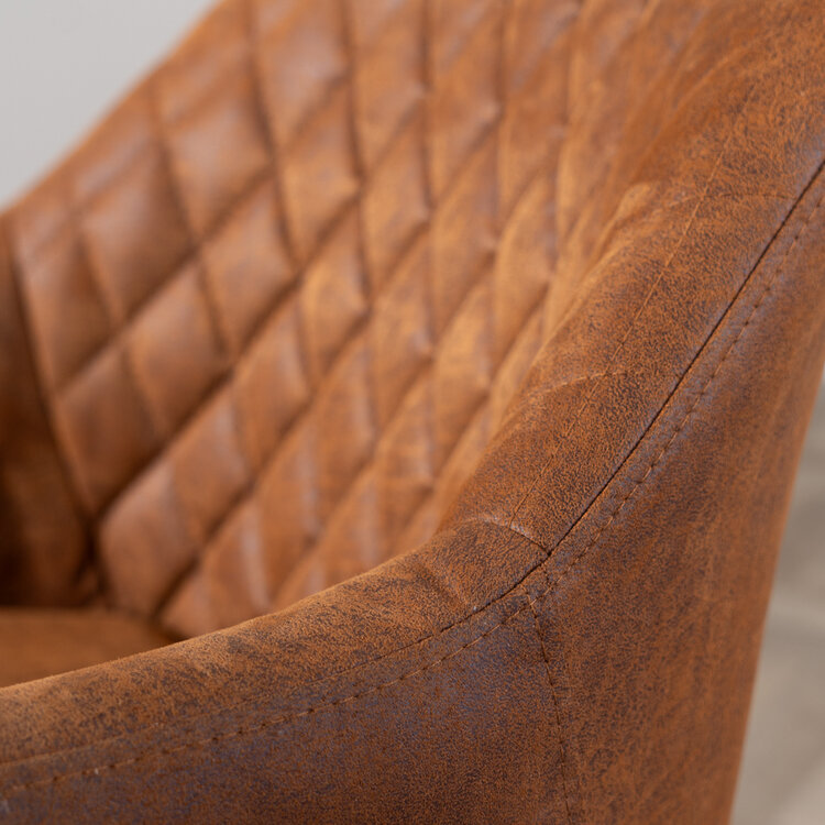 Eetkamerstoel met wieltjes Levi cognac eco-leer