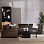 Industriële hoekbank Memphis eco-leer bruin links
