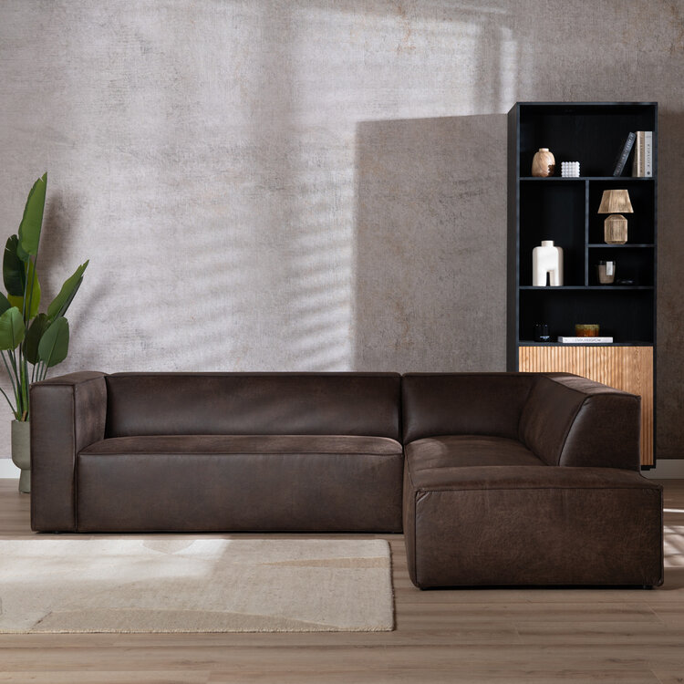 Industriële hoekbank Memphis eco-leer bruin rechts