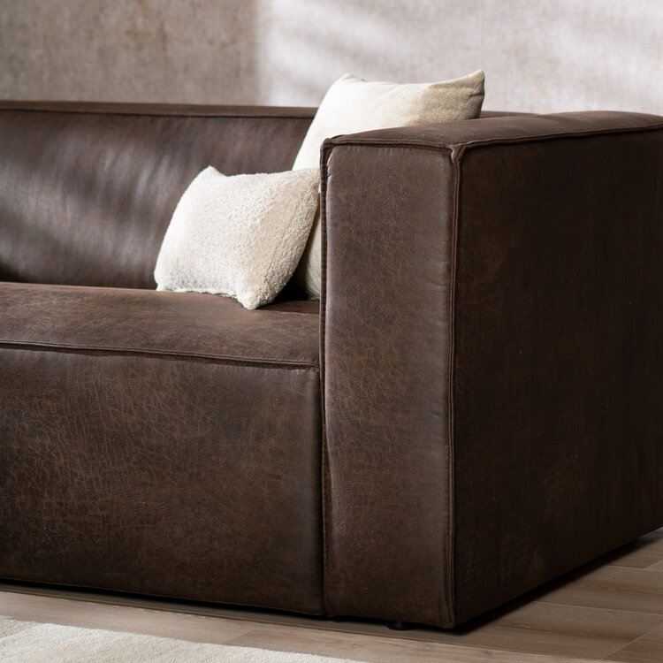 Industriële hoekbank Memphis eco-leer bruin links
