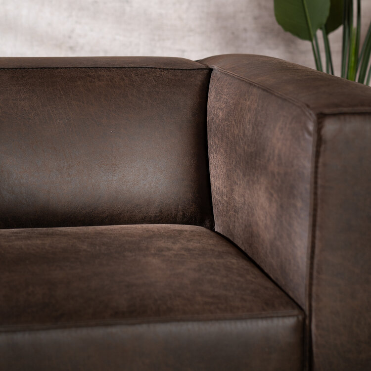 Industriële hoekbank Memphis eco-leer bruin links